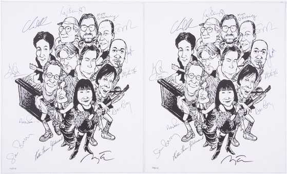 Lot of (2) The Rock Bottom Remainders Multi-Signed 14 x 17 Lithograph With Stephen King & Matt Groenig - LE 177/270 & LE 184/270 (Beckett)
